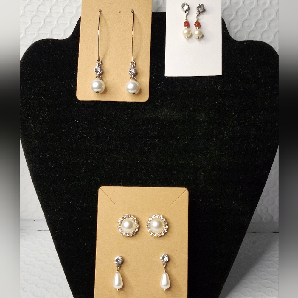Bundle Of 4 Pair Pearl Earrings
